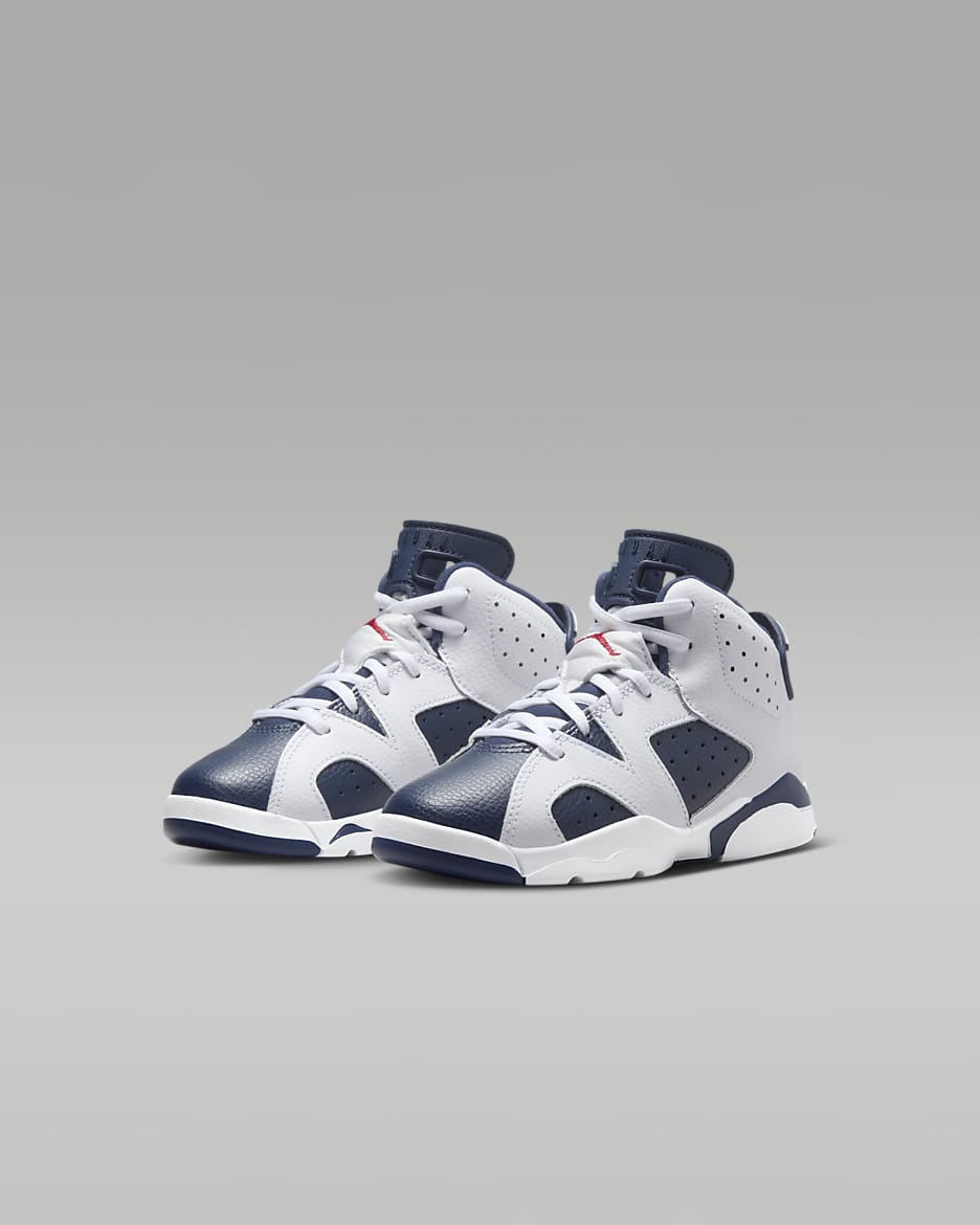 Jordan 6 Retro White and Midnight Navy Younger Kids Shoes. Nike UK
